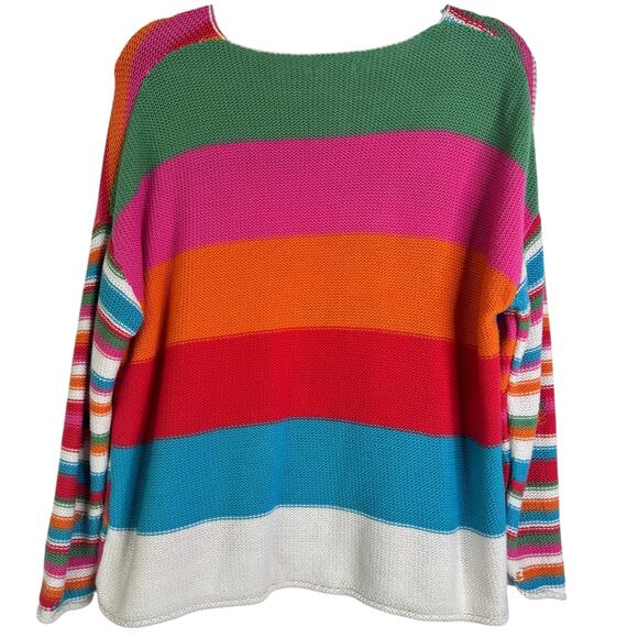 Zaket & Plover 100% Cotton Multicolor Striped Knit Sweater Colorful Small - Picture 9 of 14